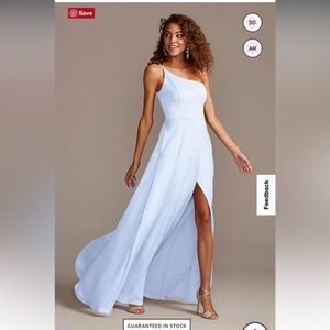 Ice blue David’s bridal bridesmaids dress